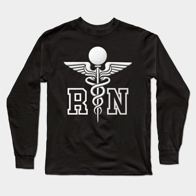 RN Registered Nurse Caduceus Medical Symbol Long Sleeve T-Shirt by Jayden Forster